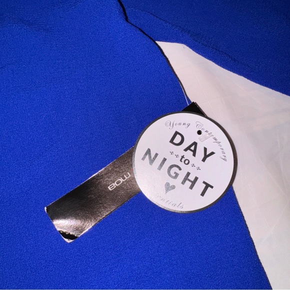 MOAMOA | NWT | Rhinestone Embellished Collar Sheer Blouse Cobalt Blue Small - Picture 6 of 6